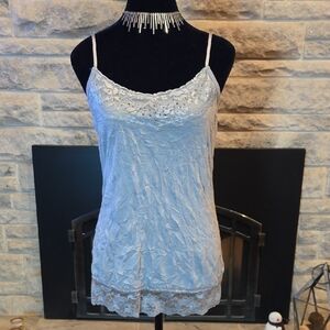 Maurices Silver Lace Trim & Silver Studded Neckline Camisole. Size Small